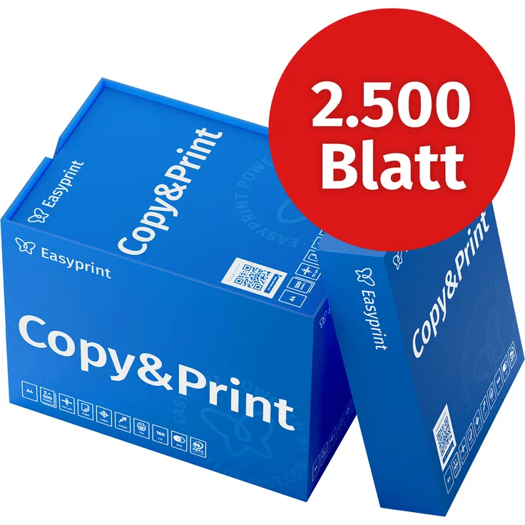 Easyprint Kopierpapier A4, 2500 Blatt (5x500), Premium Druckerpapier, hochweiß CIE 160, PEFC-zertifiziert, Testsieger