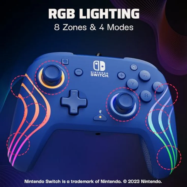 PDP Official Switch Afterglow Wave Wired Controller - Blue – Bild 2
