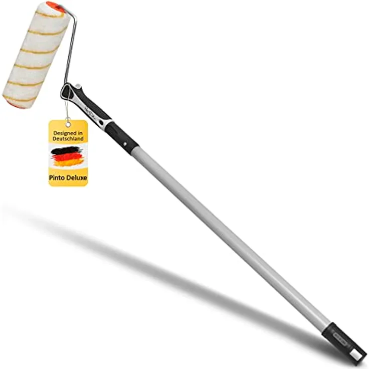 Pinto Deluxe® Farbrolle/Farbroller + Teleskopstab 75-125 cm + Best Grip Bügel, leichtes Stecksystem, inkl. E-Book, 250 mm, blau