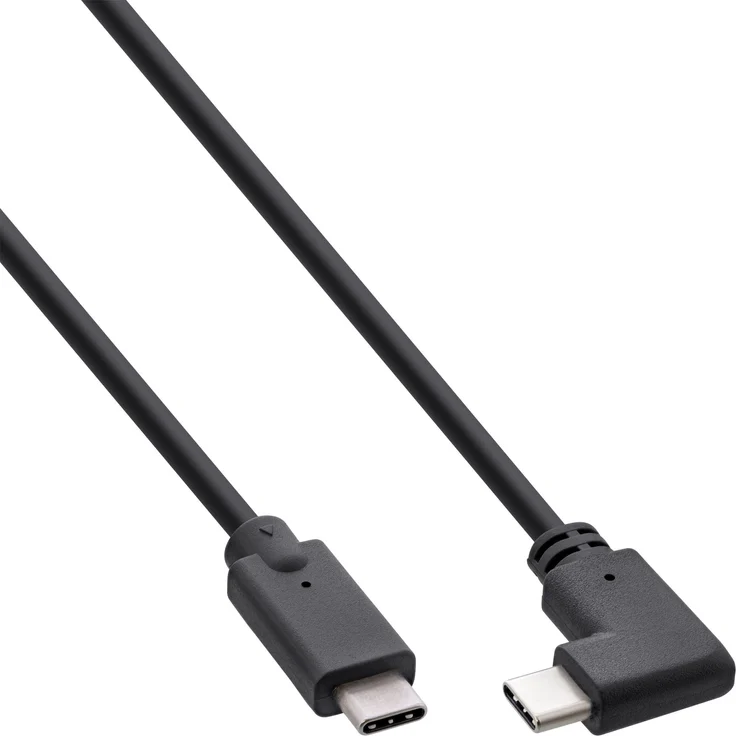 InLine® USB 3.2 Gen.2 Kabel, USB-C Stecker/Stecker gewinkelt, 20 Gbit/s, 0,3m, schwarz