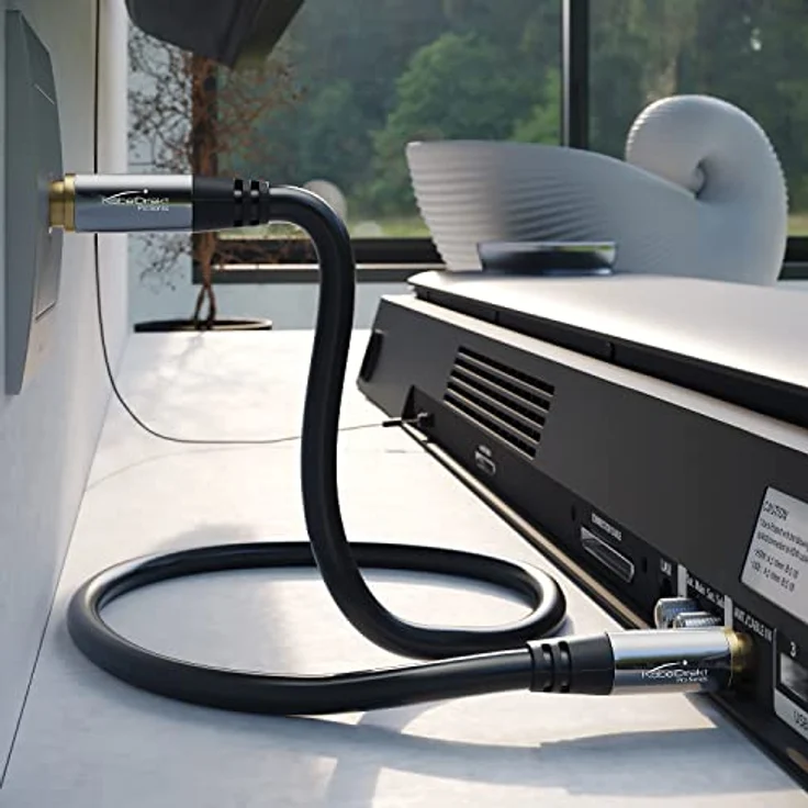KabelDirekt – 4K Antennenkabel, Koaxialkabel, TV Kabel – Fernsehkabel mit bruchfestem Metallstecker für digitales & analoges Fernsehen – 20 m lang (Antennenstecker auf Buchse für DVB-C, DVB-T, DVB-S) – Bild 3