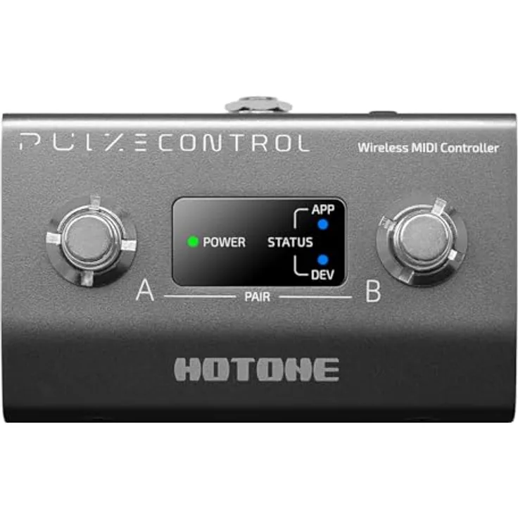 HOTONE Pulze Control, Ultrakompakter kabelloser MIDI-Controller mit 2 Fußschaltern