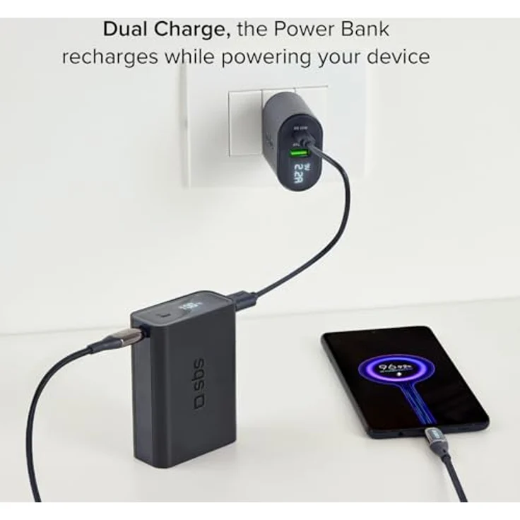 SBS Power Bank (20000 mAh, 20 W, 77 Wh), Powerbank mit ultraschneller Ladefunktion, Schwarz – Bild 8