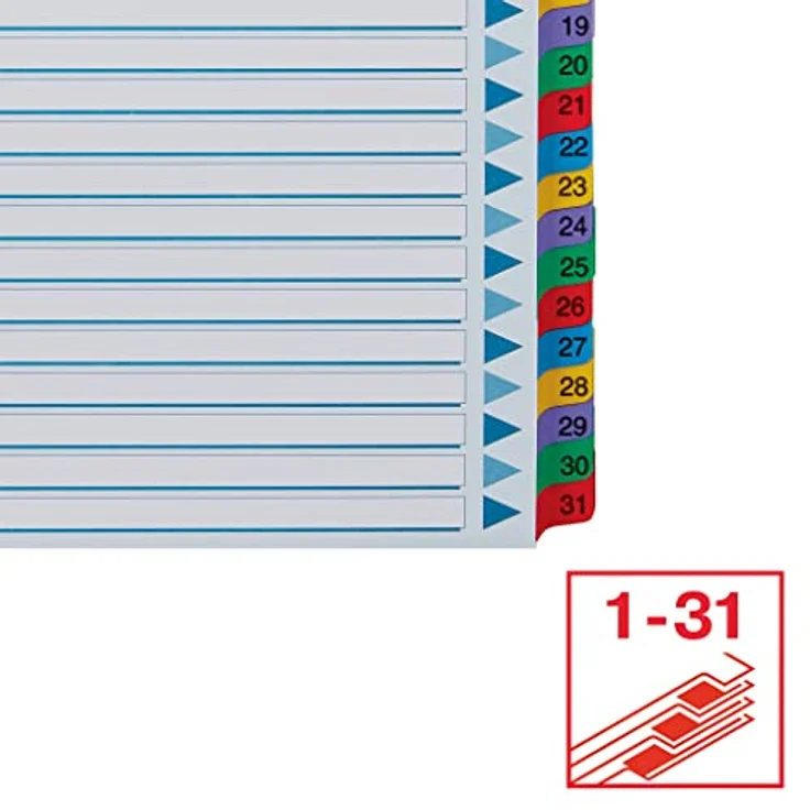 ESSELTE Aktenordner, Register 1-31, DIN A4, 31-tlg. Karton, weiß - Preisvergleich – Bild 3