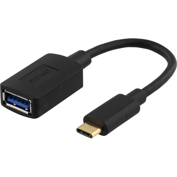 Deltaco USBC-1204 USB Kabel USB A, 0.15 m, USB 3.1 mit vergoldeten Kontakten, schwarz