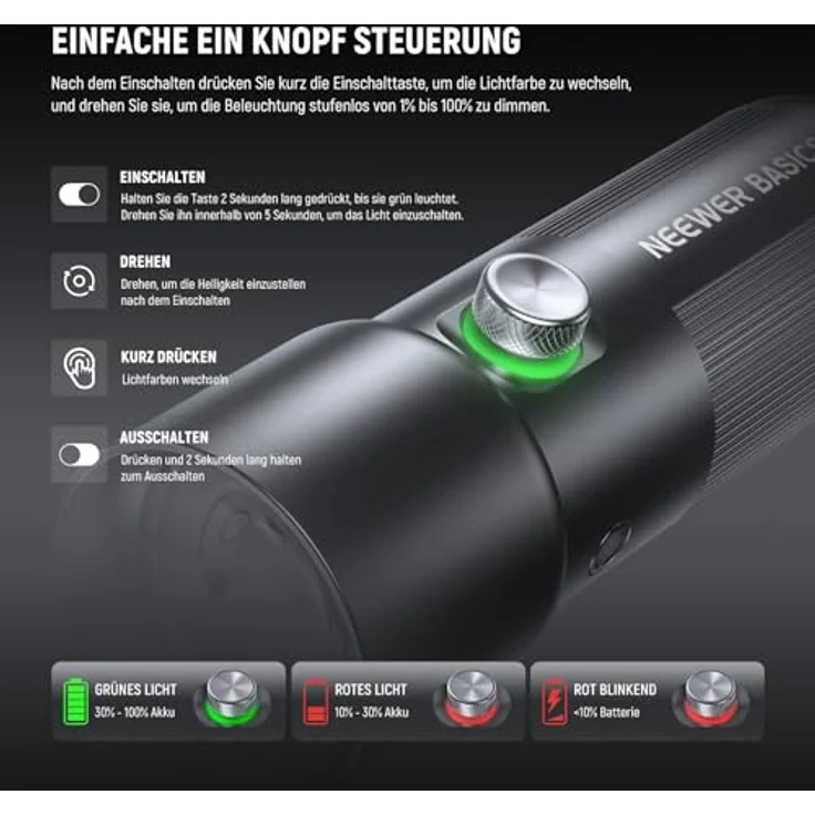 NEEWER FL10, tragbare RGB Fotografie Taschenlampe mit 10W LED, 4 Lichtfarben, 20 GOBO Filtern und 7500mAh Akku aus Aluminiumlegierung, Umgebungslicht in Sonnenuntergangsfarben – Bild 5