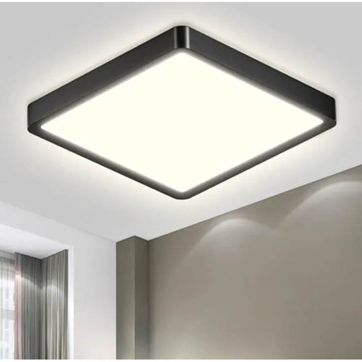 LQWELL® Deckenleuchte LED Deckenlampe, IP44 Wasserfest Badlampe Quadrat Flach 18W 4000K 1600LM, Modern Schlicht Lampe Dünn, 220 * 24mm, für Wohnzimmer Badezimmer Schlafzimmer Küche Flur Keller Büro