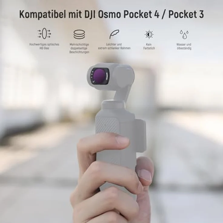 NEEWER Variabler ND64-512 Filter für DJI Osmo Pocket 3/4, Magnet ND Filter mit 6-9 Blendenstufen und 2 Displayschutzfolien – Bild 2