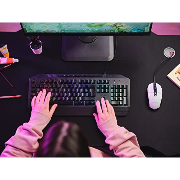 Trust Gaming GXT 109W Felox Gaming Maus mit 6 Programmierbare Tasten, Mehrfarbige LED-Beleuchtung, 200-6400 DPI, USB Kabel 150 cm, PC Maus mit Integrierte Software für Computer/Laptop - Weiß – Bild 5