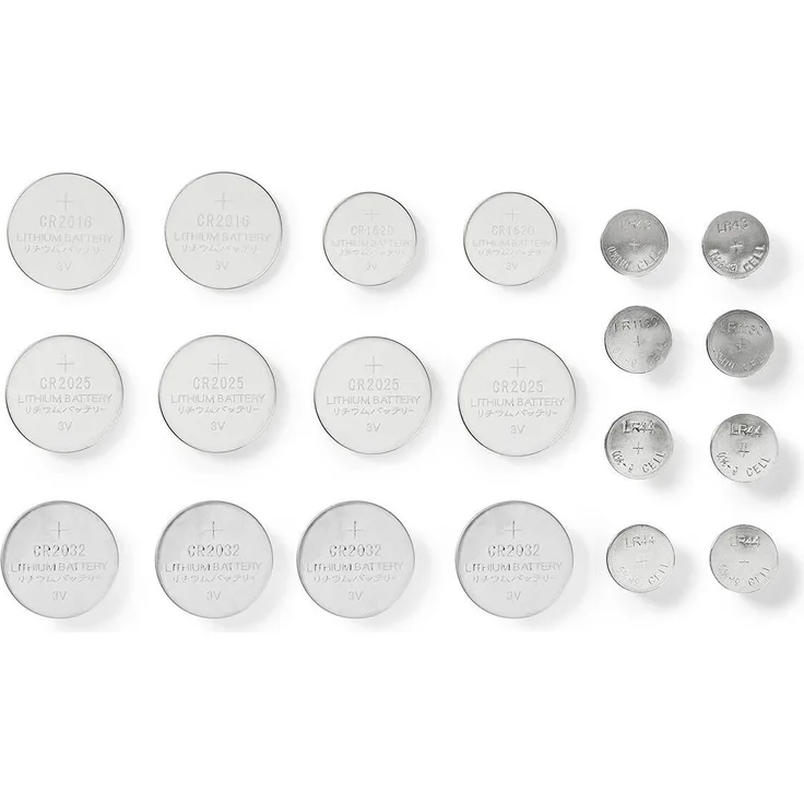 JTI GmbH Lithium / Alkaline Knopfzellenbatterie Multipack, 20 Stück CR1620 / CR2016 / CR2025 / CR2032 / LR43 / LR44 / LR54, 1,5 / 3 V DC für diverse Geräte