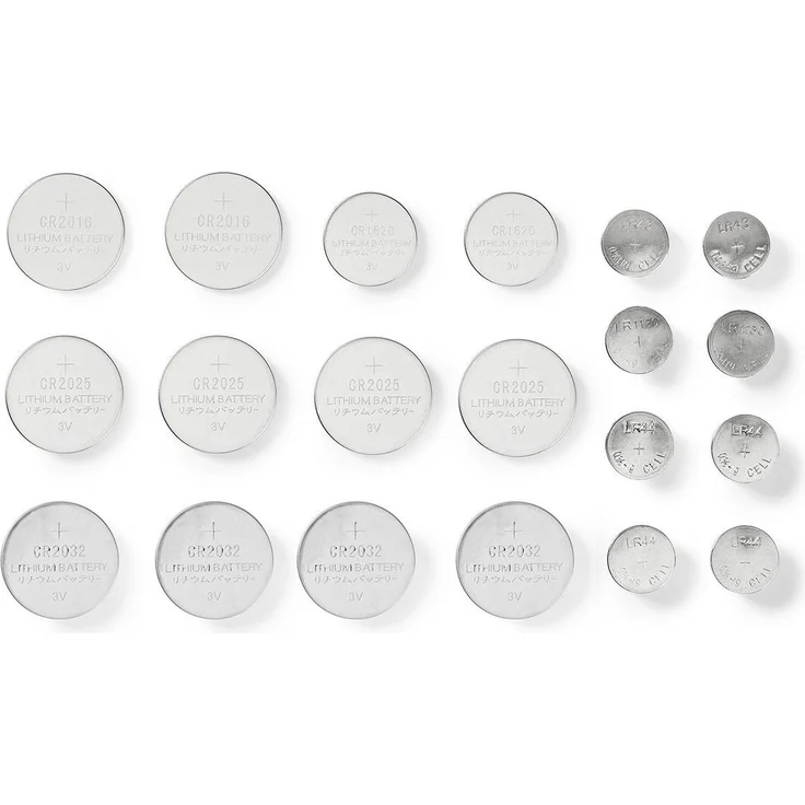 JTI GmbH Lithium / Alkaline Knopfzellenbatterie Multipack, 20 Stück CR1620 / CR2016 / CR2025 / CR2032 / LR43 / LR44 / LR54, 1,5 / 3 V DC für diverse Geräte