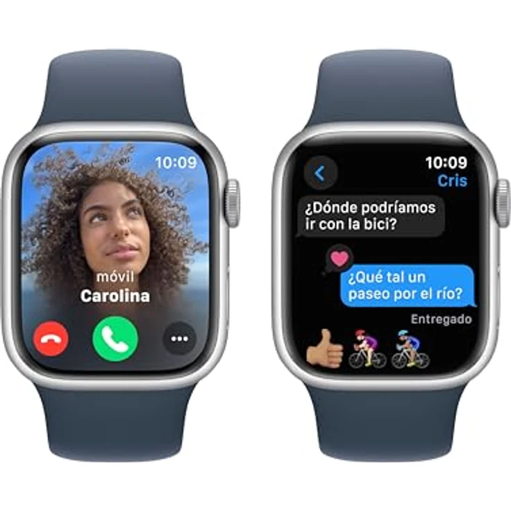 Apple Watch Series 9, GPS Smartwatch 41MM mit silbernem Aluminiumgehäuse und Sturmblauem Sportarmband, M/L – Bild 4