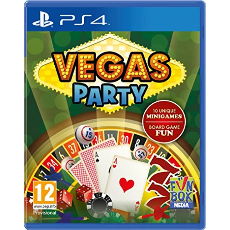 Funbox Media Vegas Party PS-4 UK, 4 Player Multiplayer, 10 Unique Mini Games, 17 Casinos, Extreme Humoristic Cliches of Sin City