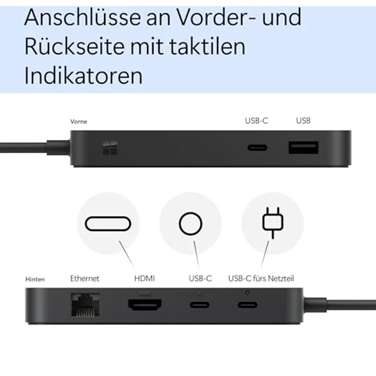 Microsoft Surface USB4 Dock - USB4 - 100 W - 1000 Mbit/s - Schwarz - 60 Hz – Bild 2