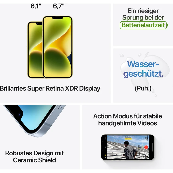 Apple iPhone 14 5G Smartphone 15,494cm (6,1 Zoll) OLED-Display, 512GB interner Speicher, 6GB RAM, Dual-SIM, iOS 16, Yellow – Bild 7