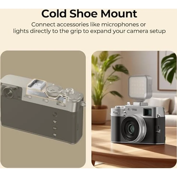 Freewell Daumengriff für Fuji X100VI, ergonomisch mit Kaltschuhhalterung, Aluminium in Silber – Bild 5