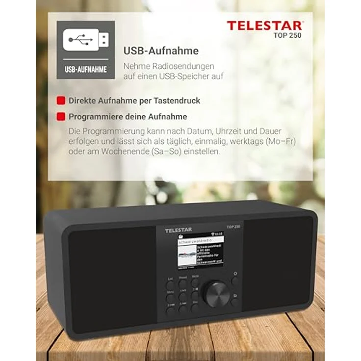 Telestar TOP 250 DAB+ Internetradio, Bluetooth 5.3, schwarz – Bild 6