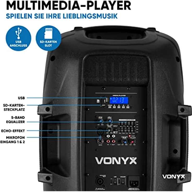 Vonyx VPS152A Plug & Play 1000W Lautsprecher-Set mit Ständern – Bild 5