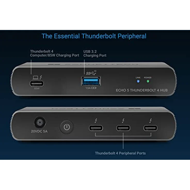 Sonnet Echo 5 Thunderbolt 4 Hub - Kompakter universeller Thunderbolt-4-Hub mit Vier Thunderbolt-4-Ports und 8K-Display-Unterstützung – Bild 5