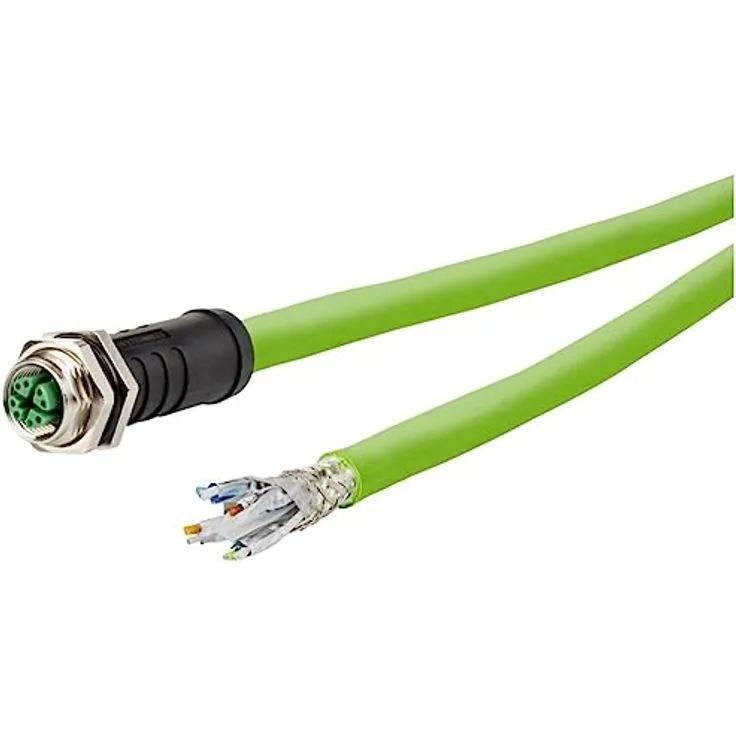 Metz Connect 142M7X20010 M12 Netzwerkkabel, Patchkabel CAT 6a S/FTP 1.00 m Grün PUR-Mantel, Säurebeständig, Ozonbeständ