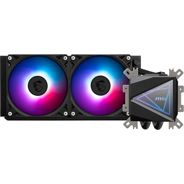 MSI MAG CORELIQUID I240 AIO CPU Wasserkühlung - Vergrößerte Kupferkühlplatte, ARGB & LDB Lüfter, Zweikammer-Wasserblock, Split-Flow Radiator (Intel & AMD Sockel) - Schwarz