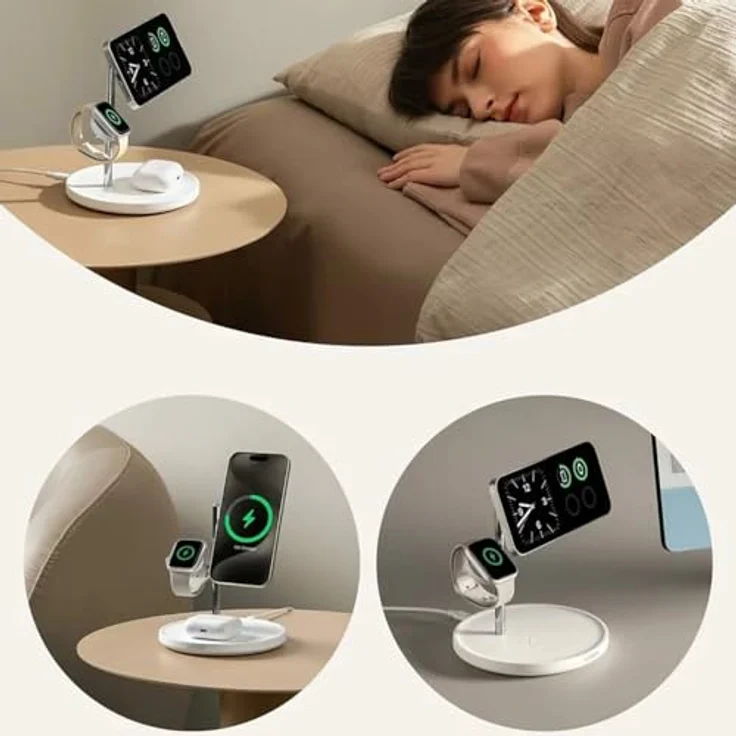 Anker MagGo 3-In-1 Stand Kabelloses Schnellladegerät mit Schnellladefunktion, Weiß – Bild 4