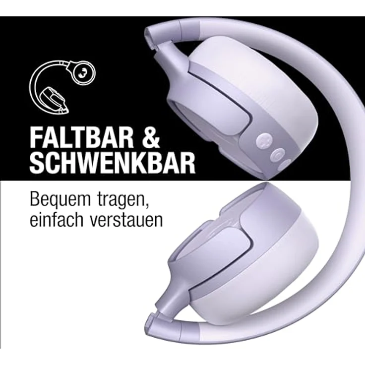 Fresh 'n Rebel Code Fuse, Bluetooth-Kopfhörer on-Ear, kabellos, 30 Stunden Spielzeit, mit Mikrofon und Sprachassistent, Lautstärkeregler und Wiedergabe/Pause-Tasten, faltbar (Dreamy Lilac) – Bild 4