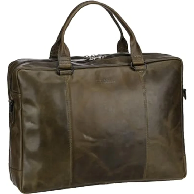 Greenburry Newport Aktentasche, 100% Leder mit Laptopfach für 43 cm, oliv – Bild 1