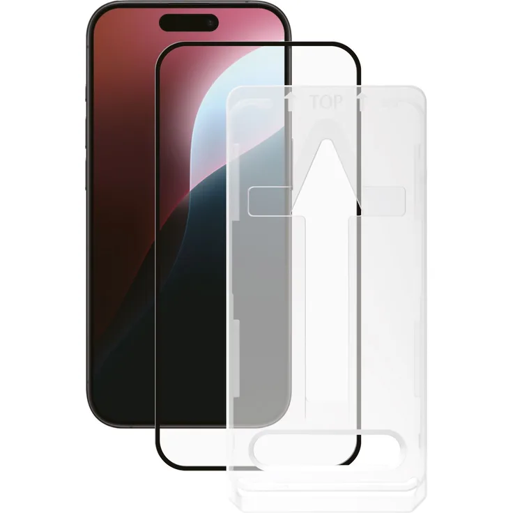 Vivanco Klare Bildschirmschutzfolie 9H, gehärtetes Glas für Apple iPhone 16 Pro, stoßfest, kratzresistent, schmutzabweisend mit Easy Applikator