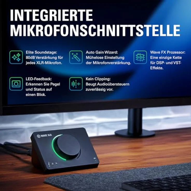 Elgato Wave XLR MK.2, USB Audio Interface und DSP Mixer für XLR Mikrofone, 80dB Gain, Onboard Effekte, LED Feedback, Touch Mute, kompatibel mit Stream Deck, PC & Mac – Bild 2