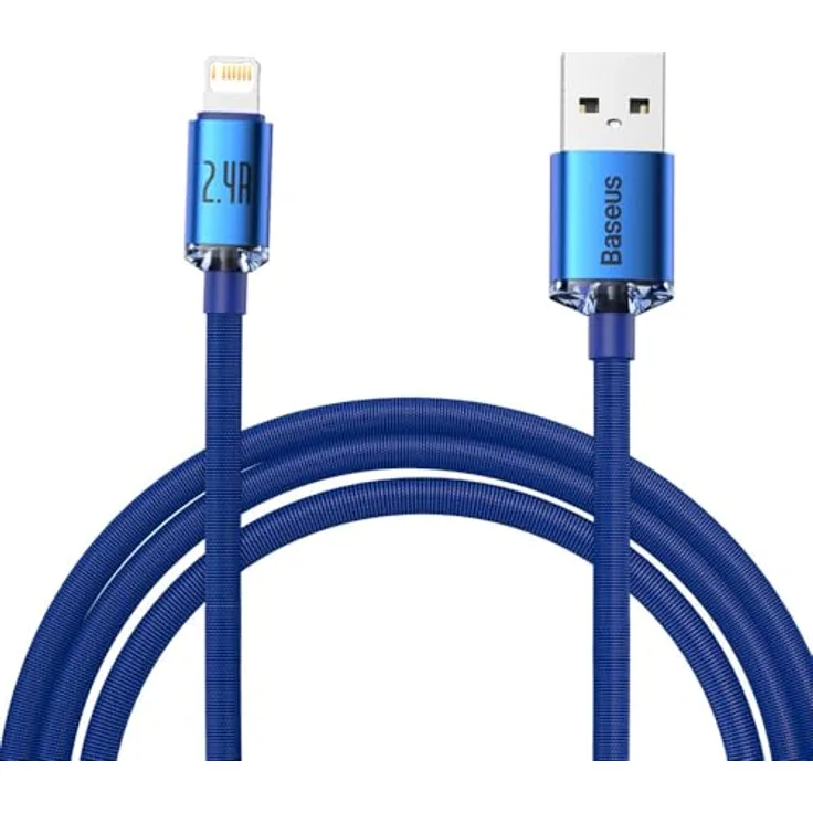 Baseus Crystal Shine Series Kabel USB Typ A - Lightning, 2.4A, 2m, blau, für schnelles Aufladen und Datenübertragung