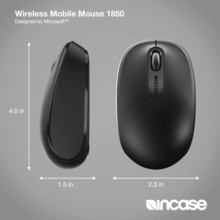 Incase Kabellose Mobile Maus 1850, kompakte Maus für Rechts- und Linkshänder, 6 Monate Akkulaufzeit, Nano-Transceiver, für Mac/Windows 8/10/11, Schwarz – Bild 4