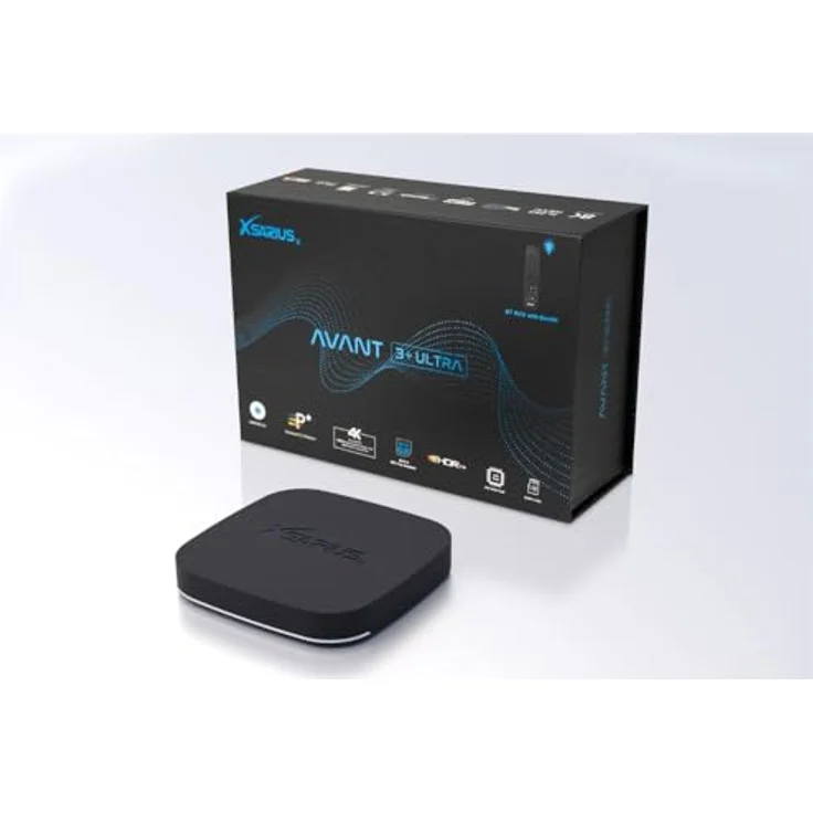 Xsarius Avant 3+ Ultra Black 4K Android 11 TV Box, Gigabit LAN, Bluetooth 5.2, WLAN WiFi 6, 2in1 Bluetooth Fernbedienung, LIVETV App, H.265, HDR10+, 4GB, 32GB, SD-Karten-Slot + HM-SAT HDMI Kabel – Bild 2