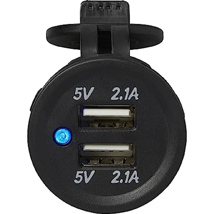 ProPlus USB A Doppelsteckdose 12V 24V, Einbau Ladegerät mit 2×2100 mA, Ø51,2 mm LED Kappe für PKW, LKW, Boot und Wohnmobil – Bild 5
