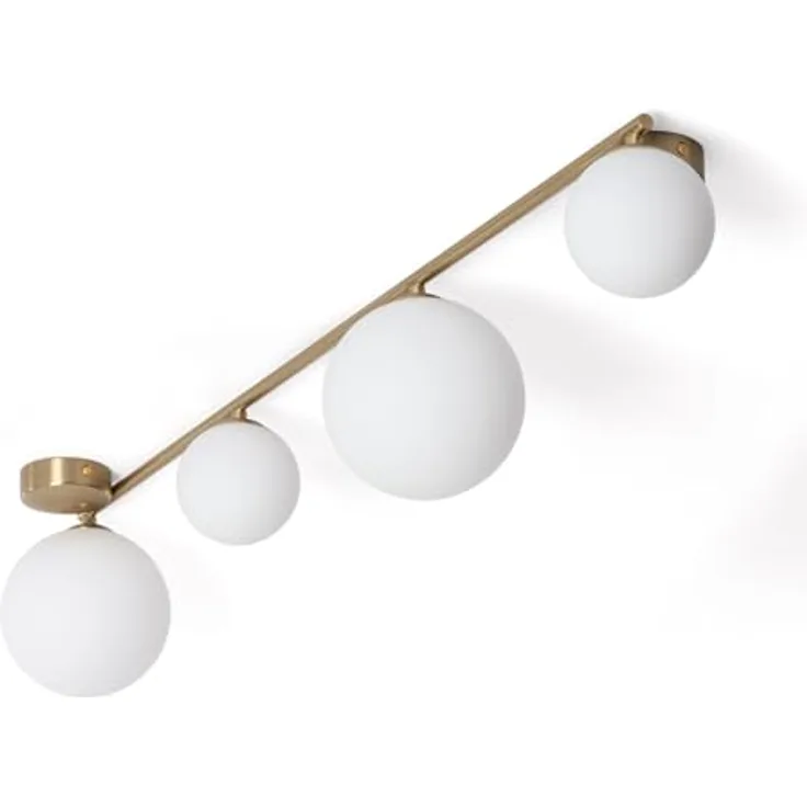 LEDKIA LIGHTING Deckenleuchte Amatler | 4 Strahler aus Metall & Glas | Für Wohnzimmer, Küche, Schlafzimmer | Kompatibel mit G9 Glühbirnen | IP20 Schutz | Weiß, Metall