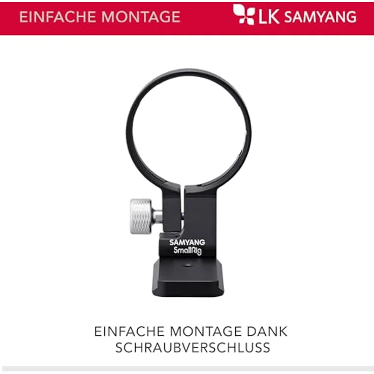 SAMYANG Stativschelle für Sony E-Mount, Schnellwechselplatte mit Arca-Swiss Funktion, kompatibel mit Manfrotto und DJI RS2, reduziert Kopflastigkeit für optimale Balance – Bild 5