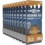 Ansmann Hörgerätebatterien Typ 312 braun, 60 Stück, Zink-Luft 1,4V, Made in Germany