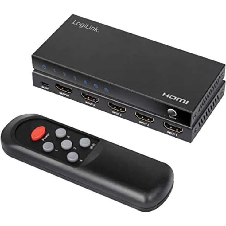 Logilink HD0056 - HDMI-Switch 4x1-Port (4X Quellen & 1x Ausgang), 4K/60 Hz, HDCP, HDR, CEC, RC Schwarz – Bild 3