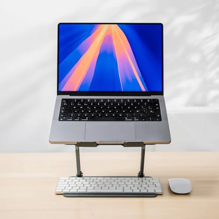 InnovaGoods® Faltbarer und Verstellbarer Laptop-Ständer, höhen- und neigungsverstellbar, rutschfest, für 10"-18" Laptops, Kohlenstoffstahl, ideal für Büro und Telearbeit – Bild 5