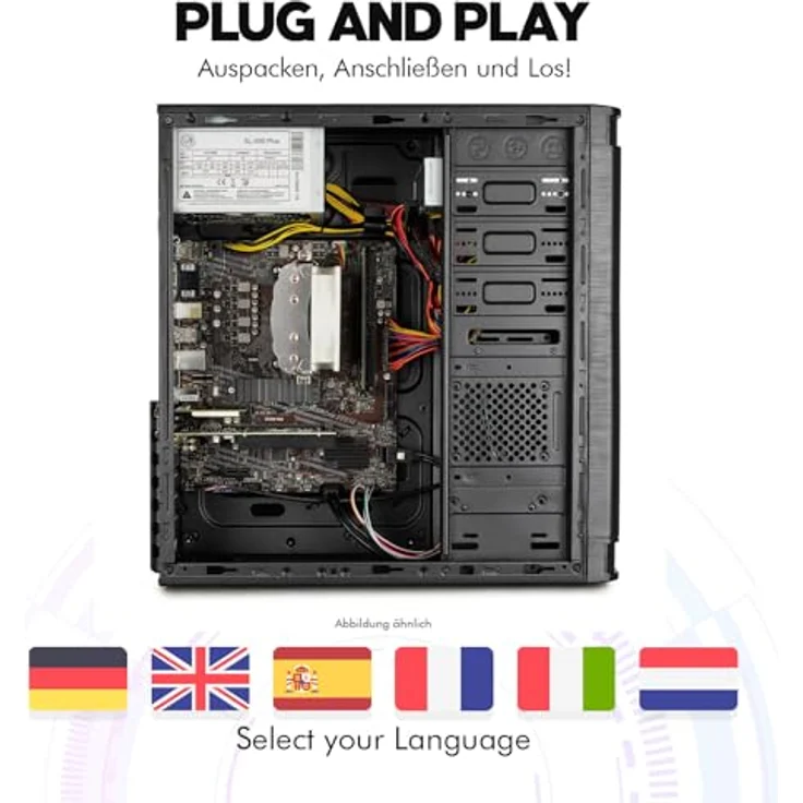 dcl24.de Office Business-PC AMD Ryzen 5 5600G, Radeon Graphics, 16 GB RAM, 500 GB SSD, Windows 11 Pro, WLAN, Schwarz – Bild 5