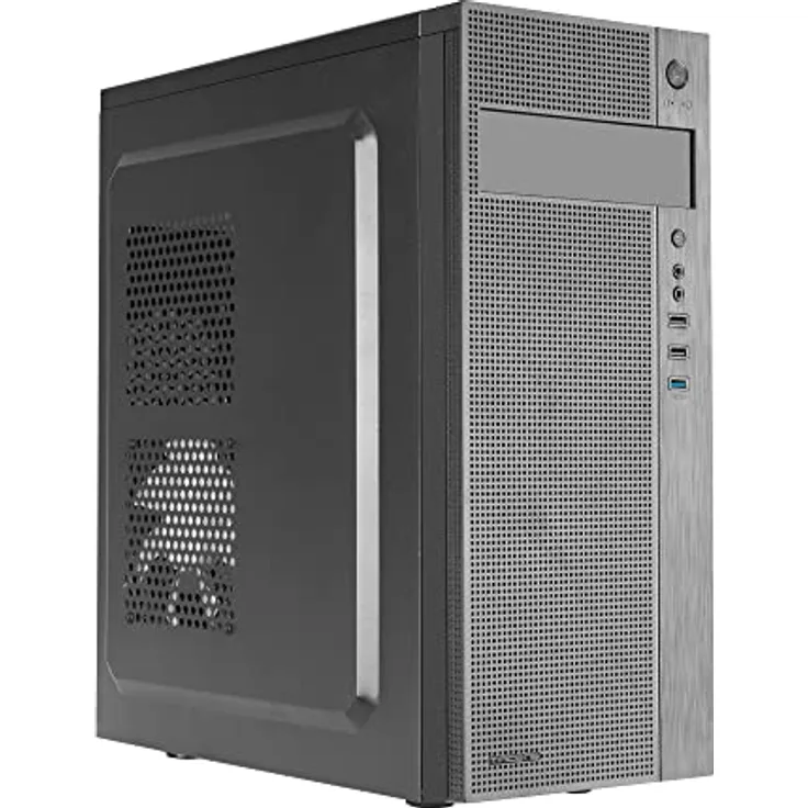 Tacens 2FERROX, ATX Semi-Tower PC Gehäuse aus Stahl, Schwarz, mit 12cm Lüfter, erweiterten Kapazitäten und Frontanschlüssen