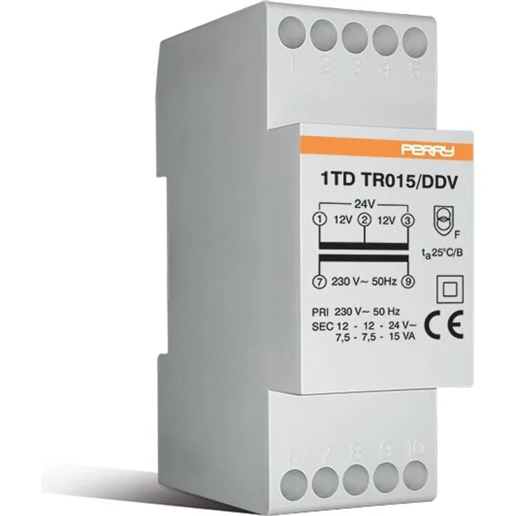 ÖZPOLAT GMBH Wallair 1TDTR015/DDV15VA Klingel-Transformator, 12 V und 24 V, kompakte Bauweise für einfache Installation