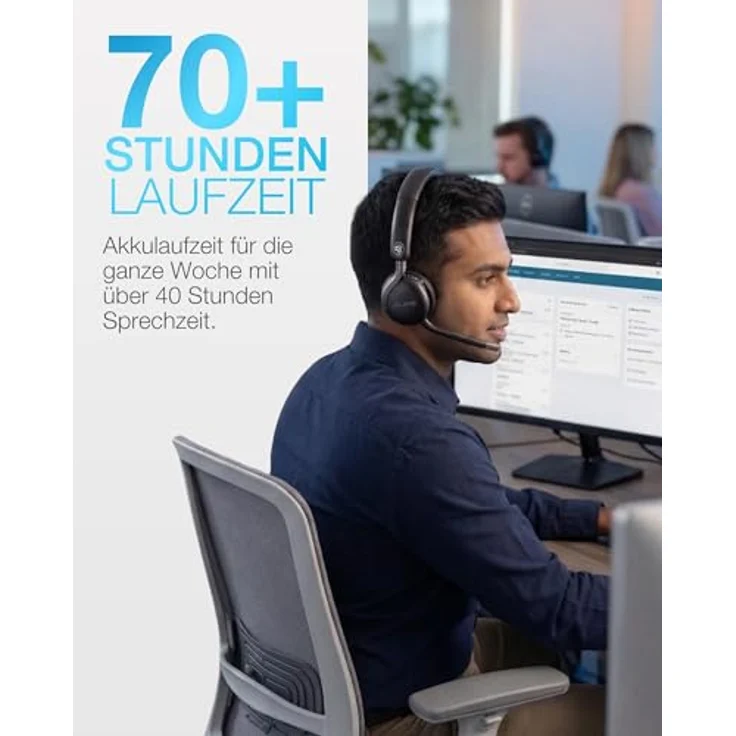 JLab Go Work 3, Bluetooth Headset mit Mikrofon, 70+ h Akku, On-Ear, verbesserte Geräuschunterdrückung – Bild 4