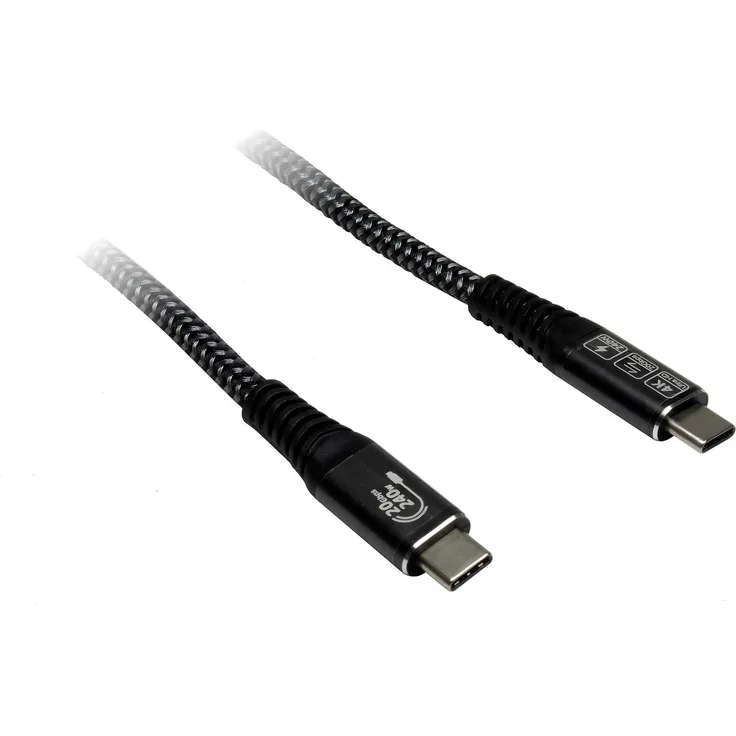 Inter-Tech USB 3.2 Gen2x2 Kabel, USB-C Stecker > USB-C Stecker, 1,5 m, 20 Gbit/s, bis zu 240 Watt Power Delivery