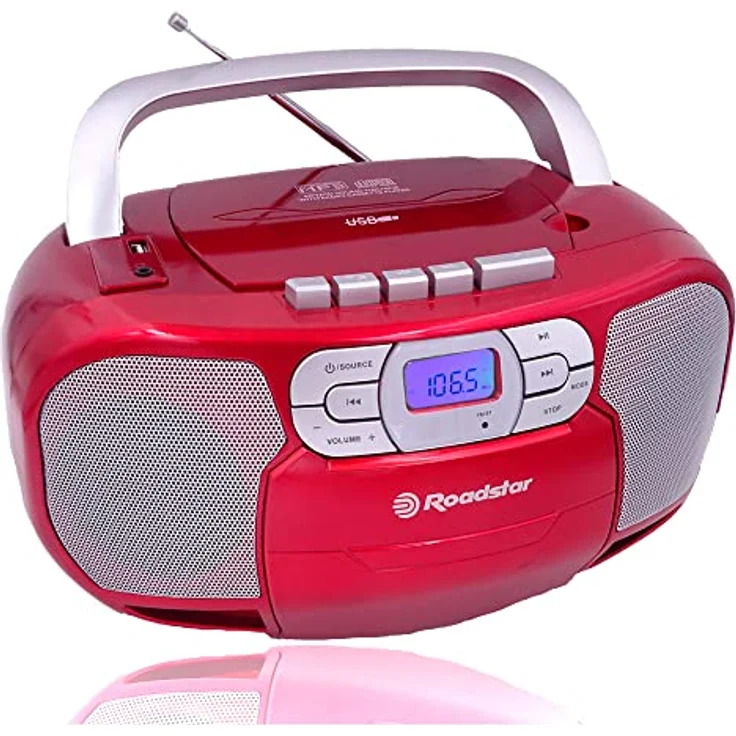 Roadstar RCR-4635UMP/RD Tragbares CD-Radio und Boombox mit Digitalem PLL FM-Radio, USB, AUX-IN, Kopfhörerausgang, rot – Bild 5