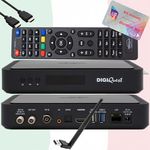 HTS e-com TiVuSat Karte 4K UHD + DIGIQuest Q80 Sat Receiver, zertifizierte TiVuSat Receiver mit Karte (AKTIVIERT), Mediaplayer, WebRadio, 150 WiFi USB Stick, HTS HDMI Kabel, in Schwarz.