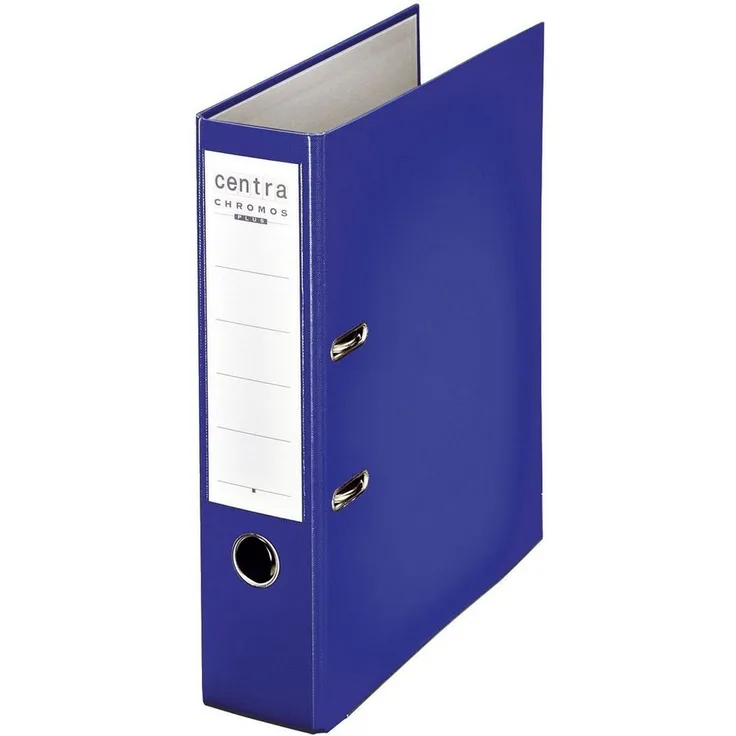 Centra Aktenordner Ordner PP Chromos - A4, 80 mm, blau mit Hebelmechanik, Griffloch und Sichttasche