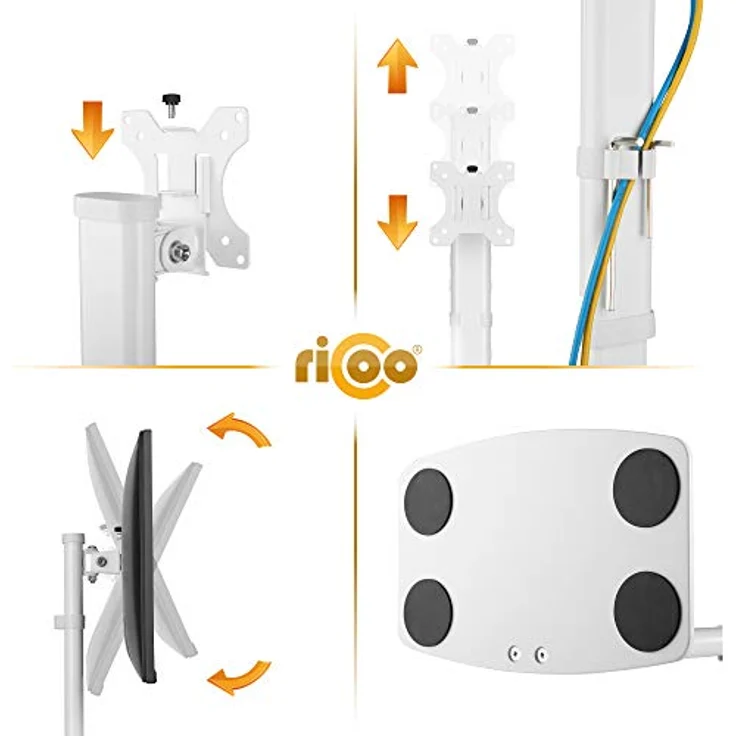 RICOO Monitor Halterung Arm für Computermonitore Monitorständer Schwenkbar Neigbar TS6811 Tischhalterung für 12-32 Zoll VESA 100x100 Monitorhalterung Bildschirmhalterung Bildschirm Stand – Bild 3