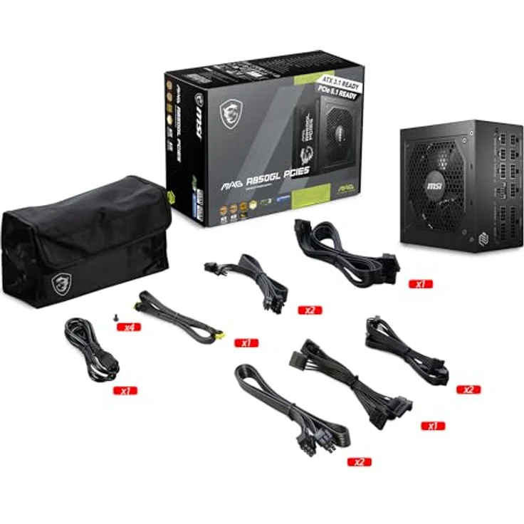 MSI MAG A850GL, ATX 3.0 Gaming-Netzteil mit 850 W, 80 Plus Gold Zertifizierung, vollständig modular, kompakte Größe – Bild 4