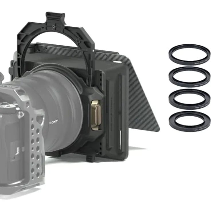 TILTAING Tilta Mattbox Mirage Matte Box für DSLR und Spiegellose Kameras, mit 95mm Filterrahmen und 4 Objektivadapterringen (67mm/72mm/77mm/82mm) MB-T16